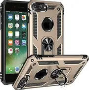 Cavor for iPhone 7 Plus/ 8 Plus / 6 Plus / 6s Plus Case (5.5") TPU Case PC Bumper 360° Rotation Ring Holder Kickstand Back Cover Work with Magnetic Car Mount Shockproof Protective Cover-Gold