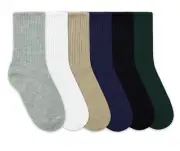 Jefferies Socks Boys School Uniform Cotton Ribbed Dress Crew Ankle Kids Socks 6P