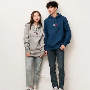 【Tommy Hilfiger】男版 刺繡大寫字母國旗LOGO 帽T 薄刷毛 連帽長袖(秋冬新品)