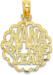 [JewelryWeb] 14k Yellow Gold Polished Nana Of The Year Pendant Necklace 18.4x14.2mm Wide-Pendant for Women