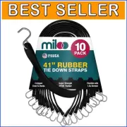 Durable 41-Inch Bungee Cords with Galvanized Hooks - Heavy Duty 10 Count