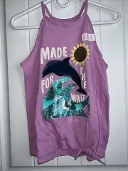 NEW NWT SO girls Size 14/16 Purple Sparkle Dolphin Top