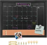 Magnetic Chalkboard Calendar Corkboard, Small Combination Chalk Board Bulletin B