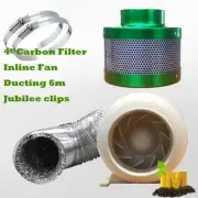 4inch Ventilation Kit Inline Fan Carbon Filter Ducting Hydroponics Extractor