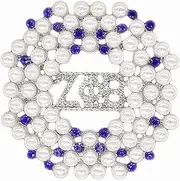 [HUSURU] University Social Greek Letter ZETA Pin Pearl Sorority Label ZPB Brooch Girl Gifts Jewelry, Metal, pearl