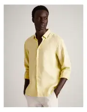 [Blaq] Leo Linen Long Sleeve Relaxed Shirt in Lemon