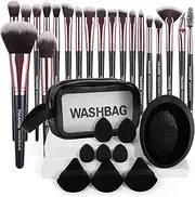 MAANGE Makeup Brush Set 30 Pcs Premium Synthetic Makeup Brushes Foundation Eye Shadow Powder Concealers Highlight Blending Brush Professional Make Up Brush Set (Black)