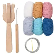 Braiding Fork With 6 Color Yarns, Large Eye Sewing Needle Bent Tip Needle