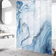 Shower Curtains Bathroom Curtain with Hooks,Blue Marble Design Modern Shower Curtain Waterproof Fabric Bath Curtain, Ideal to Bathroom Decor (D-Blue Texture 1, W:180cm*H:180cm)
