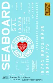 K4 G 1:24 Scale Decals Seaboard Air Line 40 Ft Steel Boxcar White Late Scheme