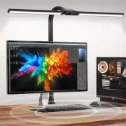 LED Desk Lamp for Home Office, Eye-Caring Desk Light with Clamp, 15W Double Head