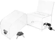 LOPUNER 2 Sets Acrylic Business Card Display Box Portable Office Accessory for Fundraising and Events Capacity Donation and Suggestion Box with Easy Disassembly