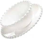 SOLUSTRE Ceramic Dessert Plate and Bowl Pearl Serving Bowl and Dessert Plate Tableware for Home Restaurant and Hotel Use Smooth Edges Easy to Clean Stable
