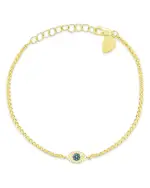 Meira T 14K Yellow Gold Multicolor Diamond Evil Eye Wheat Link Chain Bracelet