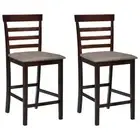 2x Brown Fabric Bar Stools Kitchen Dining Counter Chairs Barstool Set