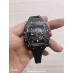 055黑色碳纖維鏤空酒桶型大錶徑男錶 機械錶 自動上鏈機械錶