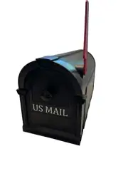 Postal Pro Post-Mount Mailbox US Mail Black Postal Mail Box Large Non Rust 19.5”