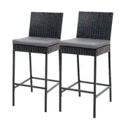 Gardeon Outdoor Bar Stool Dining Chair Bar Stools Rattan Furniture Patio X2