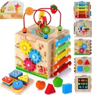 Wooden Baby Activity Cube 8-in-1 Montessori Learning Toys 1-3Y