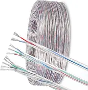 200ft 2/3/4 Core Tinned Copper Wire Transparent Multi-Core Power Cable PVC Insulation, Flexible & Durable for LED Lighting, Appliances, Machinery(100ft,2c-24AWG)