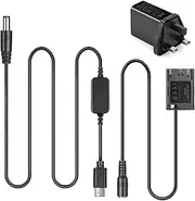 ACK-E6 USB-C AC Power Adapter DR-E6 Full Decoded DC Coupler PD Adapter Kit, Replacement LP-E6 LP-E6N Battery for Canon EOS 70D/7D, EOS 60D/6D, EOS 5D Mark II III, EOS 5DS, EOS 5DS-R Cameras