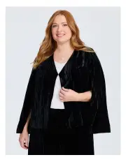 [Taking Shape] Velvet Cape Evening Jacket in Black