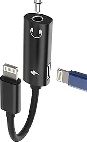 Lightning to AUX Audio Jack Adapter(2 in 1)for iPhone 14 13 12 Pro Max 3.5mm Headphone Converter Charger Cable Splitter Earphone Adaptor for Apple MFI Certified Connector for iPad Headset Accessories