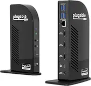 Plugable 13-in-1 USB-C Triple Monitor Docking Station with 100W Charging, Compatible with Windows, Mac, and Chrome with Thunderbolt or USB-C (3X HDMI, 1x USB-C, 4X USB, Ethernet, SD Card Reader)