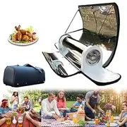 4.5L Solar Cooker Stainless Steel Stove Oven Smoke Free Food Grade, 550°F Foldable Outdoor Camp Travel Grill, Green and Healthy Way to Cook