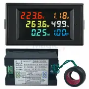 AC 80-300V Digital Ammeter Voltmeter Volt Amp Power Kwh Frequency Factor 100A CT