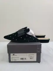 ANN TAYLOR LORELLE QUILTED GREEN VELVET SLIDES Size US 7 485952 NEW