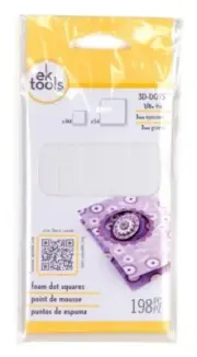 EK Success 3D-Dots Adhesive Foam White Squares 2 sizes 1/8" thick 198 pieces