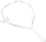 Mipcase Mobile Phone Ornaments Cell Phone Bow Phone Strap Mobile Phone Chain Bow Phone Lanyard Phone Case Beaded Strap Phone Accessories Charm Phone Bow Chain Phone Charm Bow White Plastic