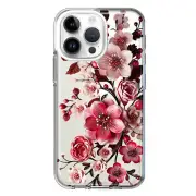Mundaze Case for Apple iPhone 14 Pro Red White Cherry Love Flowers