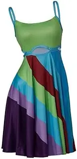 [MyheroCos] Women's 13 Going On 30 Rainbow Sexy Mini Dress Vintage Print Bodycon Dress Multicolor Cut-Out Dress