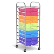 Bunpeony Kitchen Carts 15"W 10-Removable Drawers Metal Wheels Multi-Colored