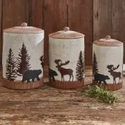 Park Designs Wilderness Trail 3-Pc Canister Set ~~ Moose / Bear / Pinetrees