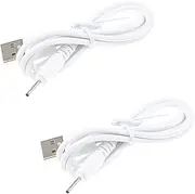 USB Charger DC 2.0mm Jack Charger Port 3.3FT/100CM Replacement Power Cable Intended for Earbuds/Graphics Pen/Bluetooth Receiver/Wand Massager/Old Nokia/Shower Speaker (White & White)