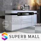 Modern Buffet Sideboard Cabinet High Gloss Storage Cupboard w/2 Doors 3 Drawers