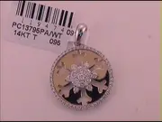 14k Two-tone Gold Round Diamond Snowflake Cluster Pendant 5/8 Cttw