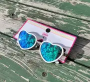 JUSTICE Girls Heart Shaped Fashion Sunglasses 100% UV Protection • White