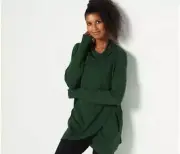 zuda Z-Knit Drape Shoulder Wrap with Snaps- Deep Forest