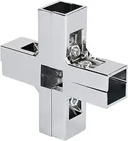 Etyldya 25mm X 25mm Square Pipe Connector for Pergola Railings with Included Bolts, Silvery Cross Shape