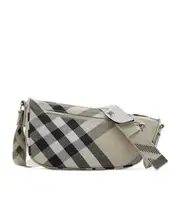 Burberry Small Shield Checked Messenger Bag One size Gray