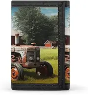 [SKTNBM] Trifold Wallet,Company Farm Tractor Print Slim Wallet,front Pocket Wallet,best Men's Trifold Wallet,slim And Sleek for Men And Women, Black, One Size, Modern, Black, One Size, Modern