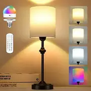 Cordless Table Lamp with Remote, Battery Rechargeable Table Lamp, Wireless LED Desk Lamp with WRGB 15 Color Temperature, Study Reading Light for Bedroom Coffee Table Restaurant Bar Patio