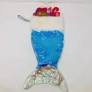 Pop and Posh Girls Mermaid Tail Christmas Hanging Stocking Blue White Sequins