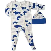 Baby Grey by Everly Grey Jersey Footie & Hat Set in Camo at Nordstrom, Size Newborn