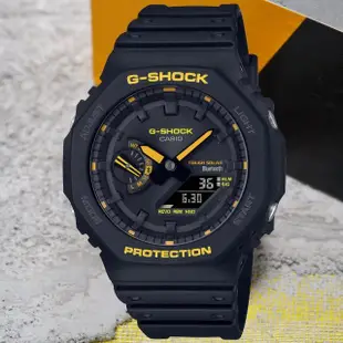 【CASIO 卡西歐】G-SHOCK 藍牙連線 農家橡樹 黑黃時尚 八角太陽能雙顯腕錶 母親節 禮物(GA-B2100CY-1A)