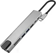 8 in 1 Multiport USB-C HUB to 4K HDMI USB 3.0 Aux Adapter